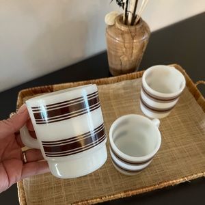 Vintage Anchor Hocking 1960s milk glass mugs